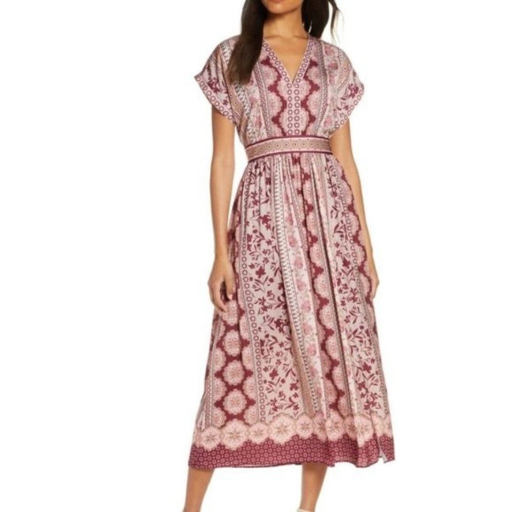 NWT Gal Meets Glam Liza Print Midi Dress SZ 2